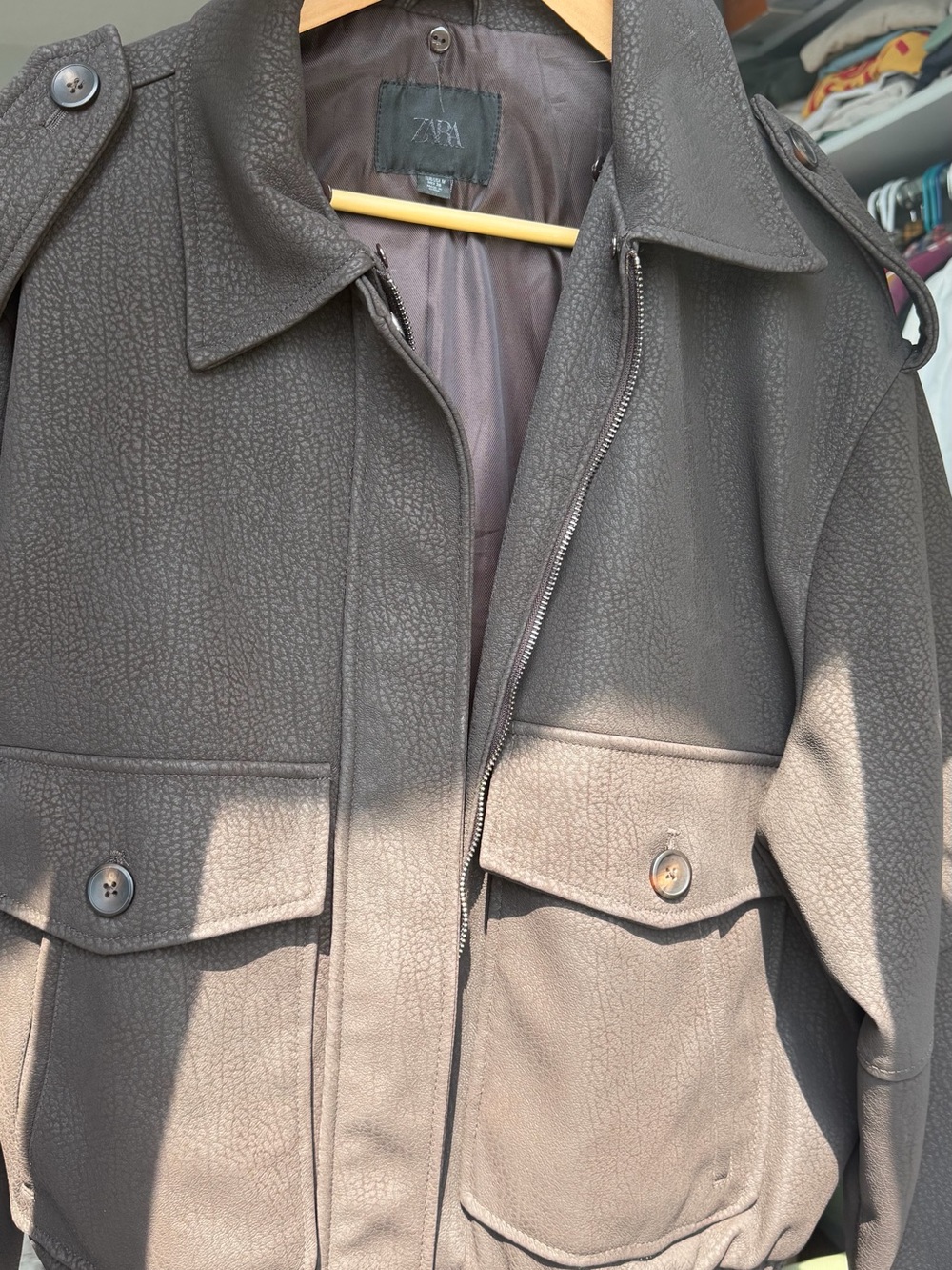 ZARA Utility Jacket in Dark Gray with Epaulets